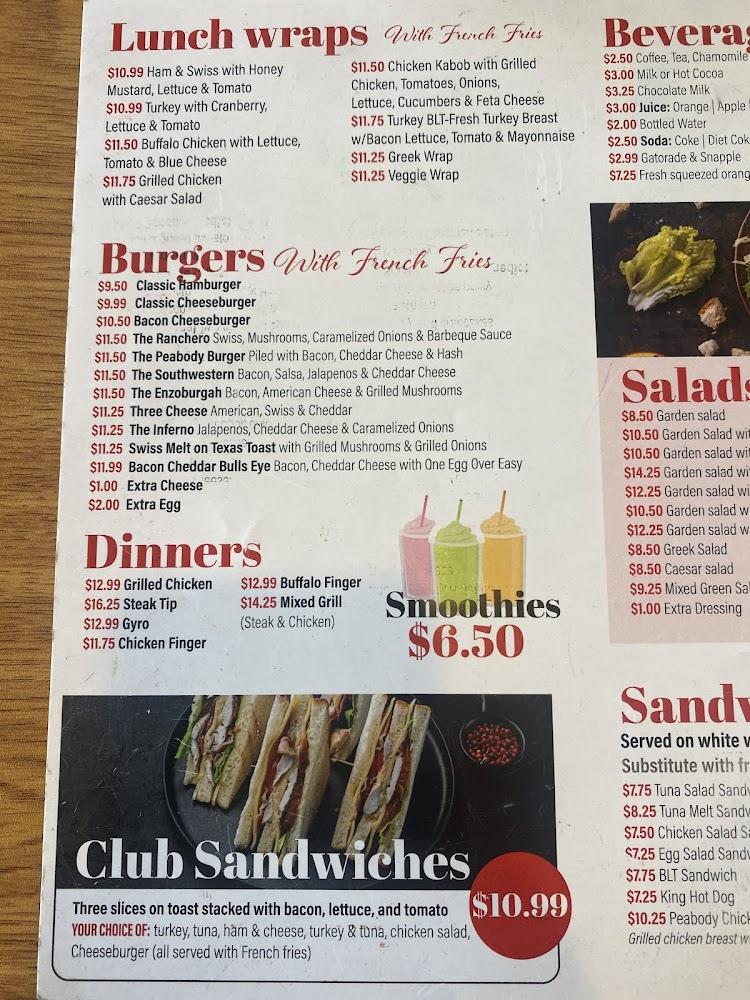 Peabody Diner Menu image 1