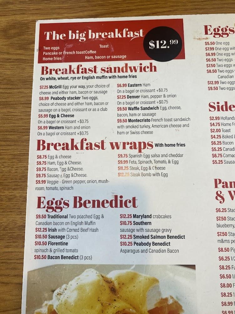 Peabody Diner Menu image 2